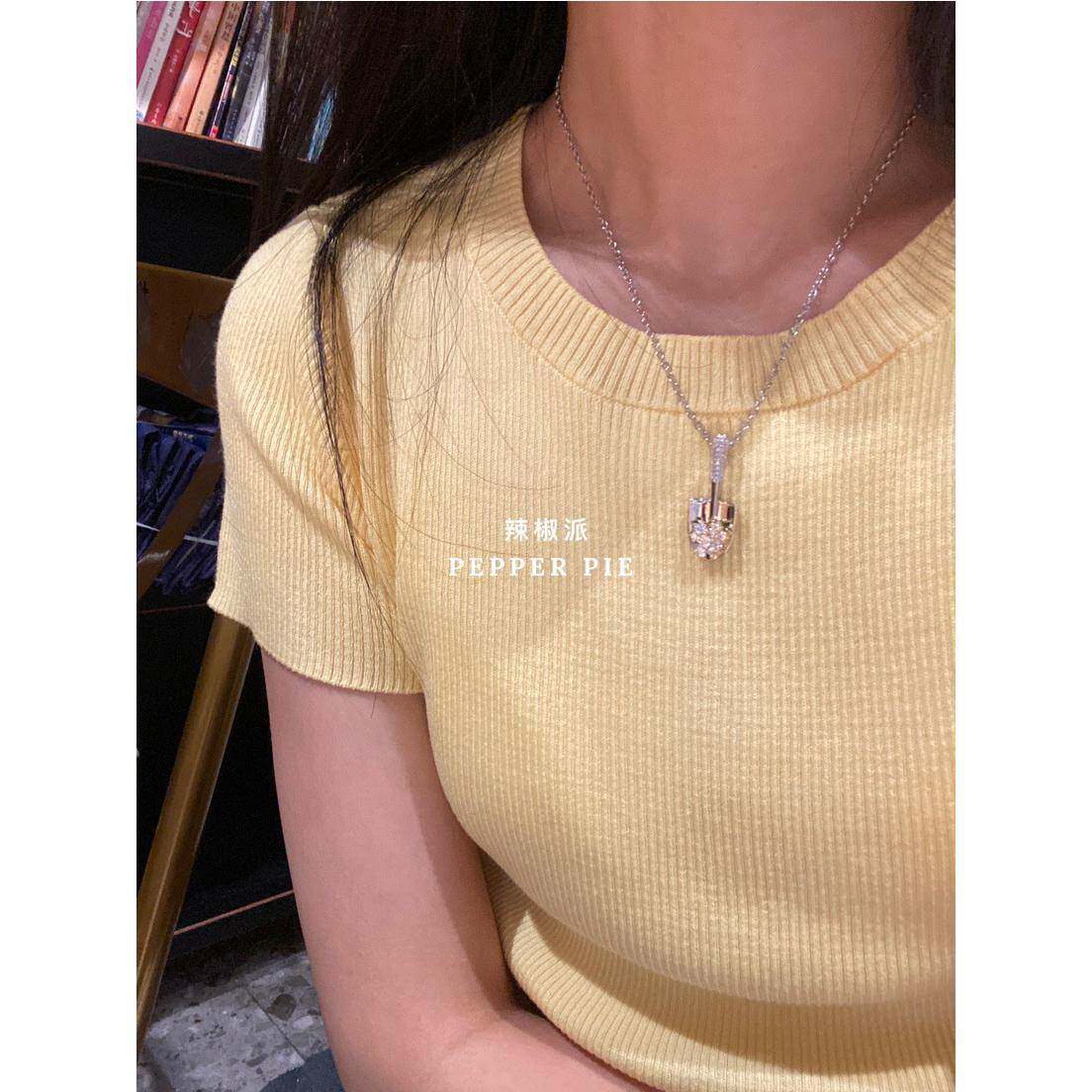 晟漪饰品必出精品钻石小铲子项链ins小众设计高级感 百搭闪亮锆石