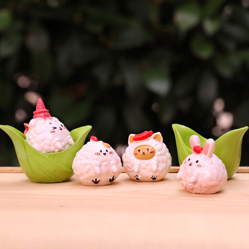 端午节仿真粽子模型卡通玩偶桌面摆件蛋糕装饰小团子盲盒礼物礼品