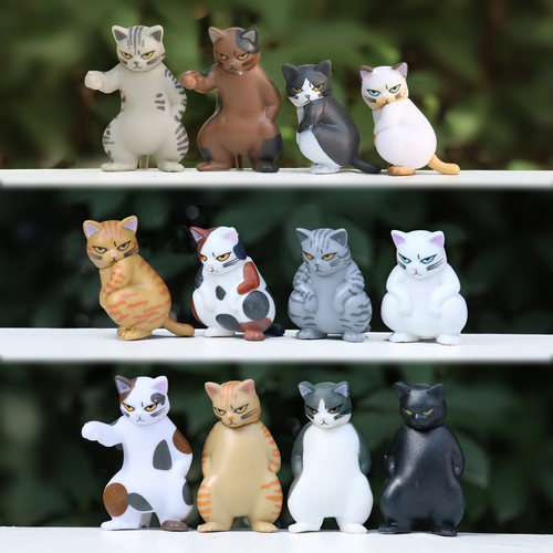 新品卡通社会猫咪盲盒玩偶小摆件