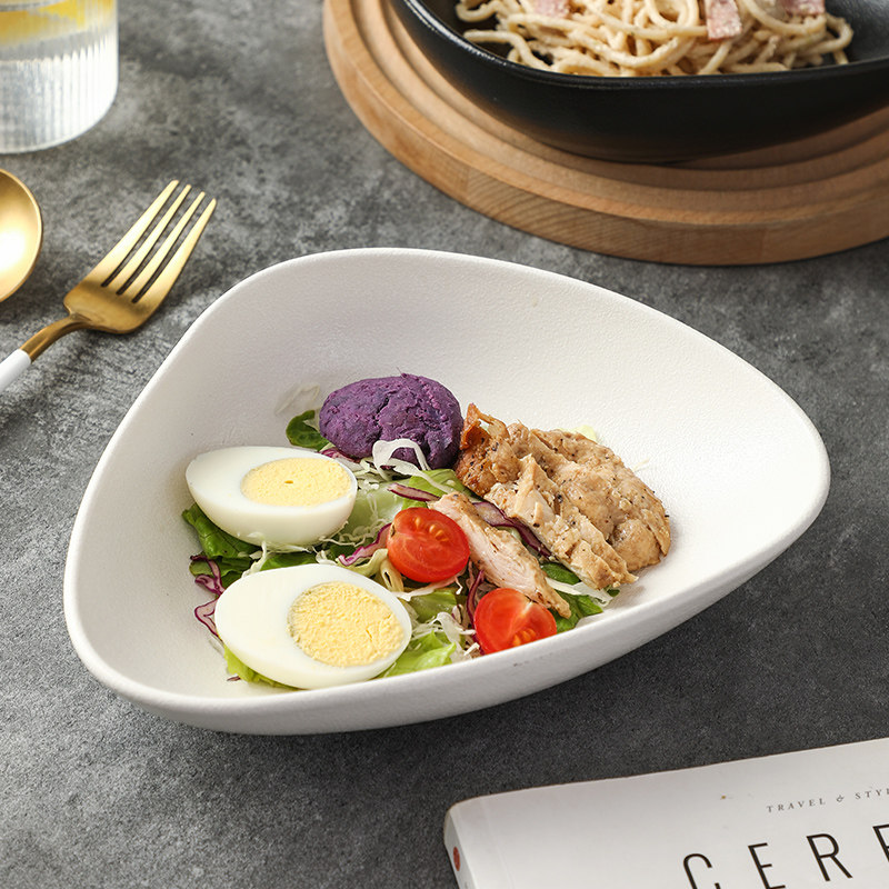 三角碗陶瓷碗水果沙拉碗盘家用餐具不规则日式深盘菜盘甜品盘子,餐饮具,盘,淘宝优惠券,粉丝福利购,淘宝优惠卷