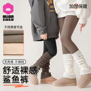 子新款 加绒加厚裤 冬季 保暖打底裤 女童鲨鱼裤 儿童外穿骑行裤 秋冬款