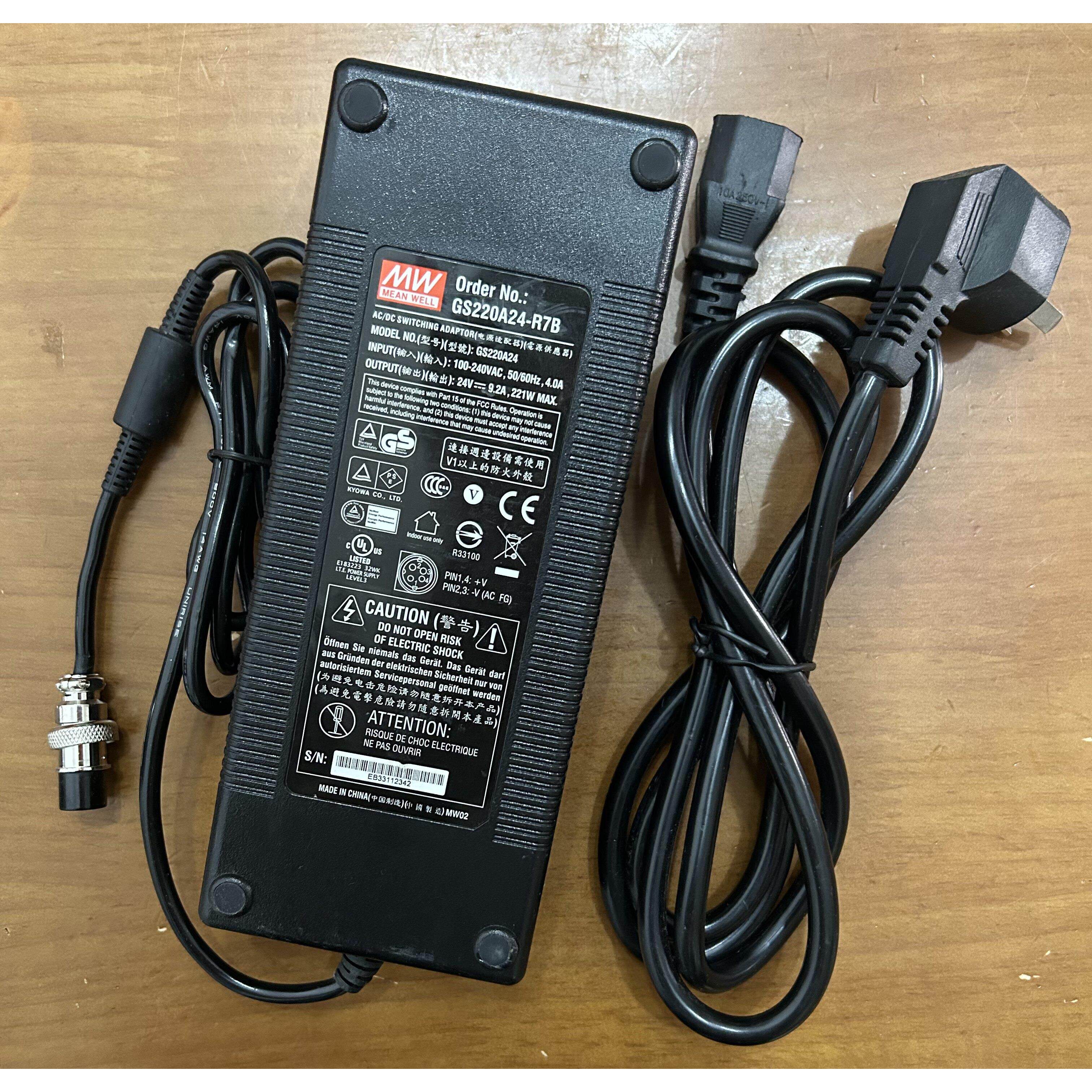 原装台湾明纬GS220A24-R7B电源适配器24V9.2A 221W航空插头4孔