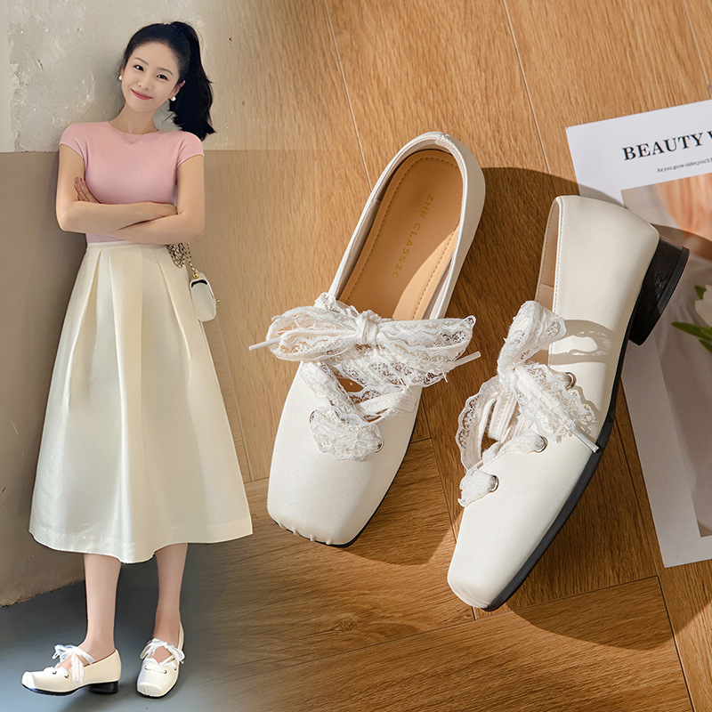 ZHR则则精致钻扣玛丽珍鞋女2025新款蕾丝软底甜美ins舒适时尚单鞋