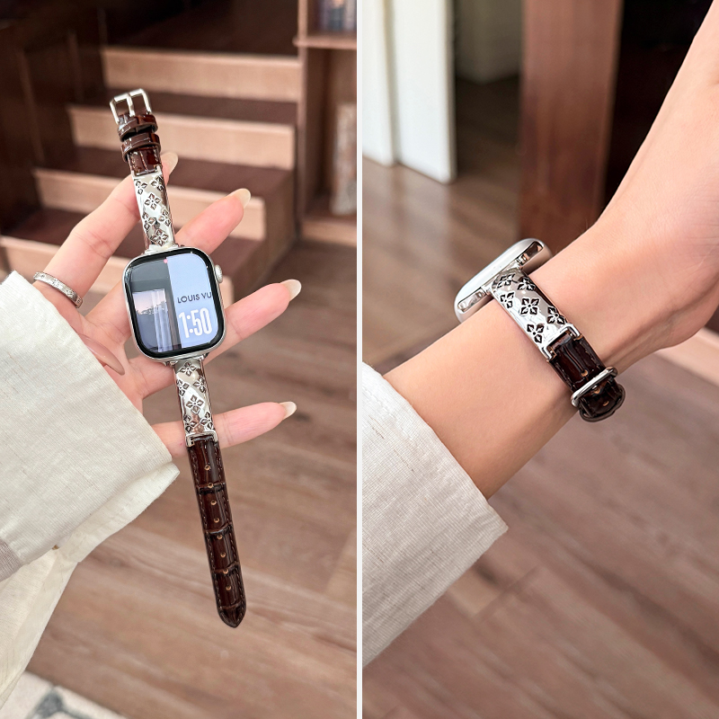 新款适用苹果s11金属拼皮竹节纹