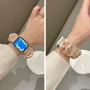 新款创意发圈适用iwatchs9表带applewatch8苹果手表带s7冰丝雪纺se代iphonewatchs6女款s9高级s8女生iwatchse