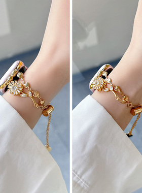 爱心小皱菊适用applewatchs10表带iwatchs9苹果手表表带s8代SE手链式s7金属iphonewatchs6女款s5夏季s2手链s9