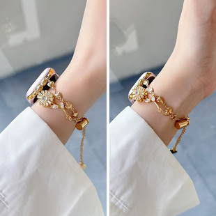 爱心小皱菊适用applewatchs10表带iwatchs9苹果手表表带s8代SE手链式s7金属iphonewatchs6女款s5夏季s2手链s9