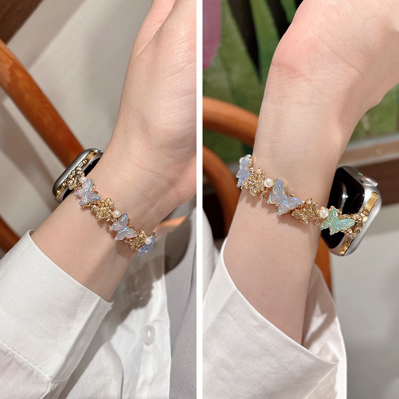 新款iwatch表带镭射蝴蝶夏天透气