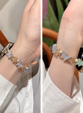 新款适用applewatch9表带iwatchs8苹果手表表带iwatchse镭射蝴蝶s7手链式iphonewatch女款iwatchs9夏天se手链