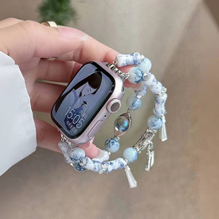 2025新款中国风陶瓷竹节适用iwatchs10表带applewatchs9苹果s8手表带SE代s7手链式iphonewatchs6女款s9夏季s5