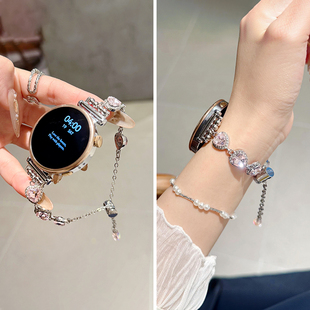 GT3新款 watchgt5手表带watch4金属gt5pro女款 watch3女士GT2夏天GT GT5表带GT4爱心钻手链式 小香风适用华为GT6