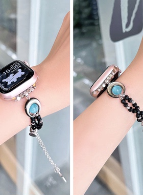 夏日月光宝石适用iwatchs10表带applewatch9苹果手表带iwatchs8夏季s7代se手链式iPhonewatch金属watchs6女款