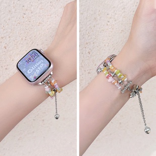 夏日缤纷适用applewatchs11表带iwatchs10苹果s9手表带SE3手链s8夏季iphonewatchs7女款手链式watchs6表链s54