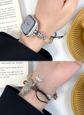 新中式串珠适用iwatchs9表带applewatch8苹果手表带SE代7654表链s7高级感iphonewatch新款watchs中国风Ultra2