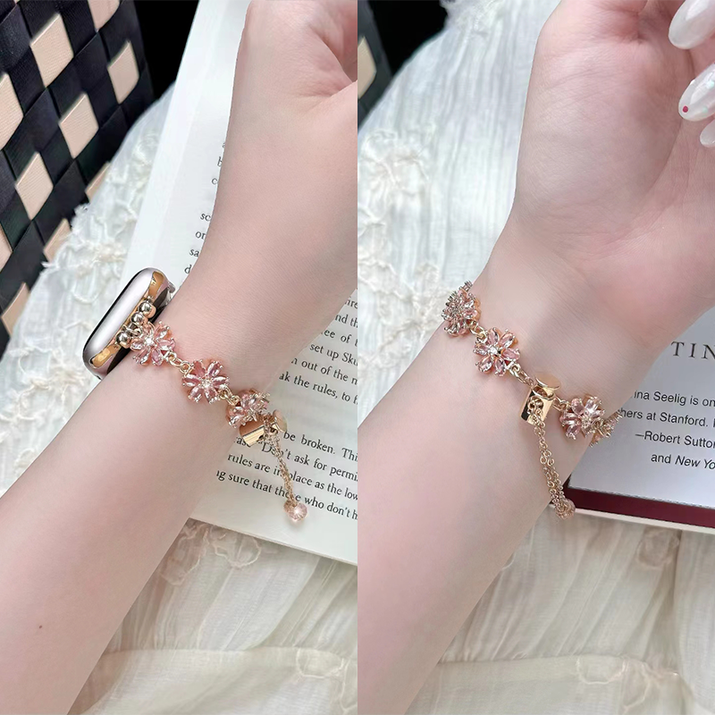 新款iwatch表带雪花水晶手链