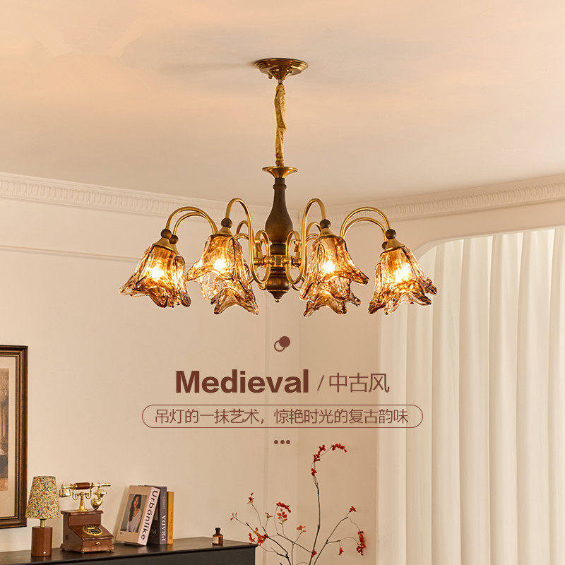 法式中古客厅吊灯2025新款美拉德宋代美学复古实木主卧室餐厅灯具,家装灯饰光源,餐厅吊灯,淘宝优惠券,粉丝福利购,淘宝优惠卷