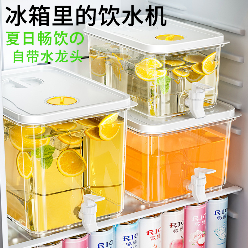 冰箱冷水壶带龙头家用耐高温可放冰箱密封夏天大容量果茶凉水壶