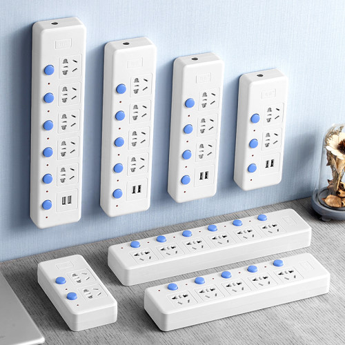 公纯铜插座插线板无线插排插板不带线多功能usb多孔独立开关L