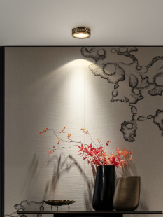 全铜新型中国风表面安装 筒灯圆形Led超薄无孔射灯客厅天花板灯通