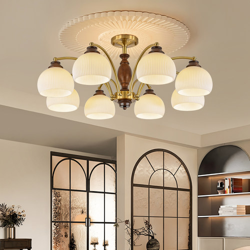 全铜法式复古客厅吊灯2026新款