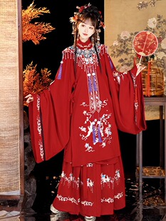 刺绣云肩齐腰襦裙花嫁婚服春夏季 明制长衫 凤羽 蝉佩原创汉服女