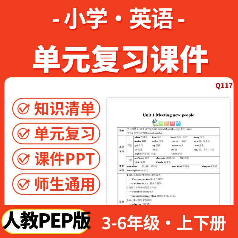2026人教PEP版小学英语复习课件PPT知识清单单元测试三四五六年级上下册电子版资料