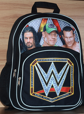 WWE书包男小学生黑色耐脏儿童护脊胸扣双肩背包136年级无异味透气