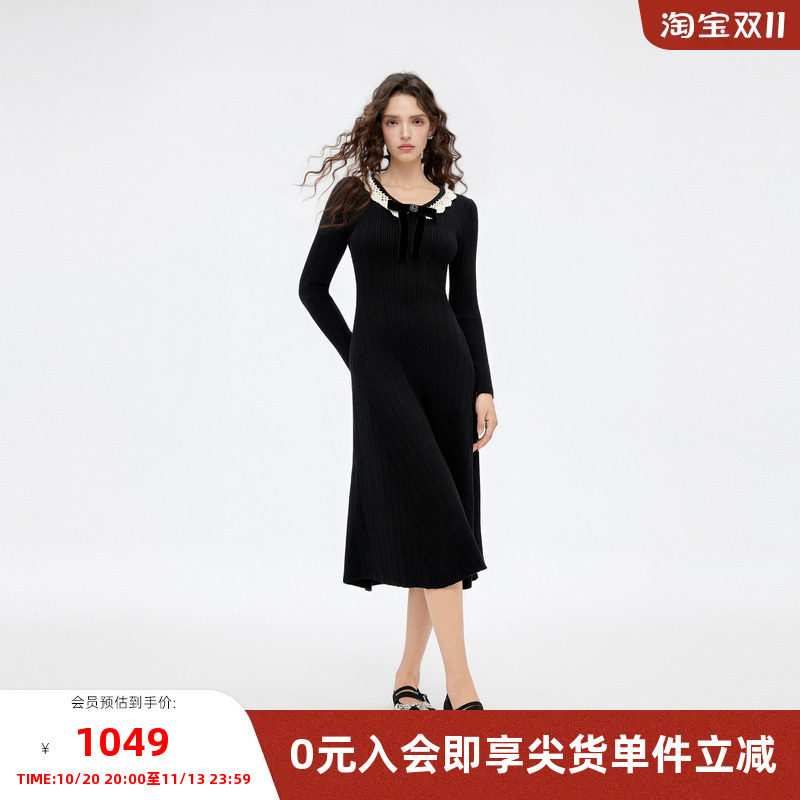 MISSCOCOON可可尼红色针织长裙2025秋季新款小香风新年穿搭连衣裙