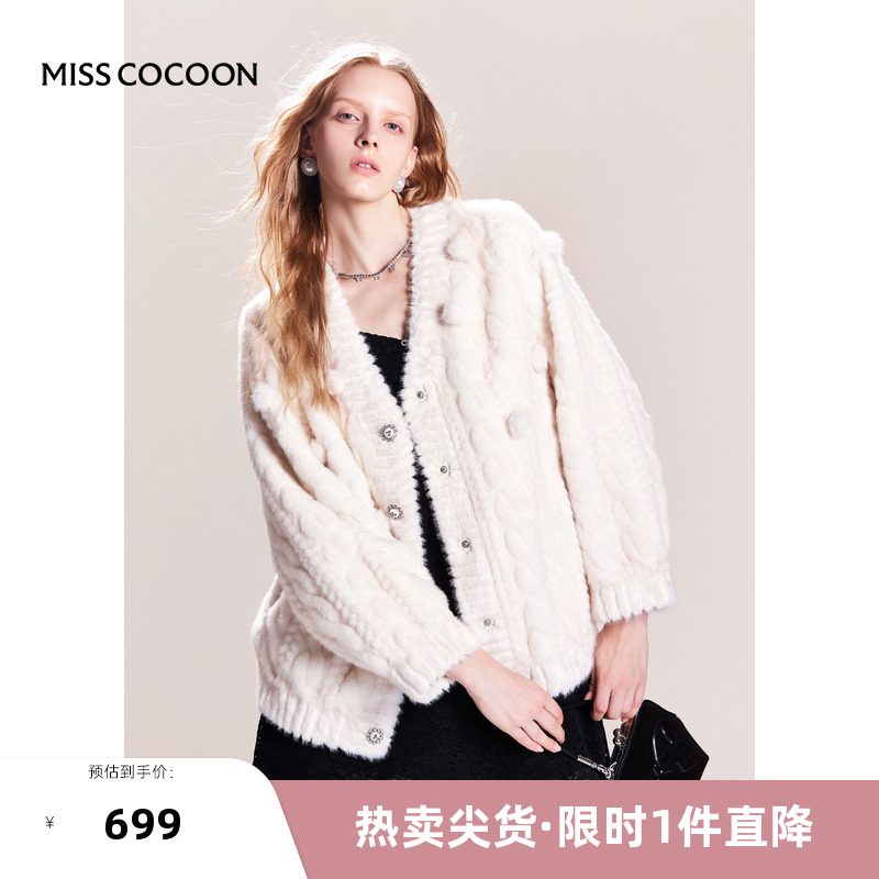 MISSCOCOON聚酯纤维环保皮草外套