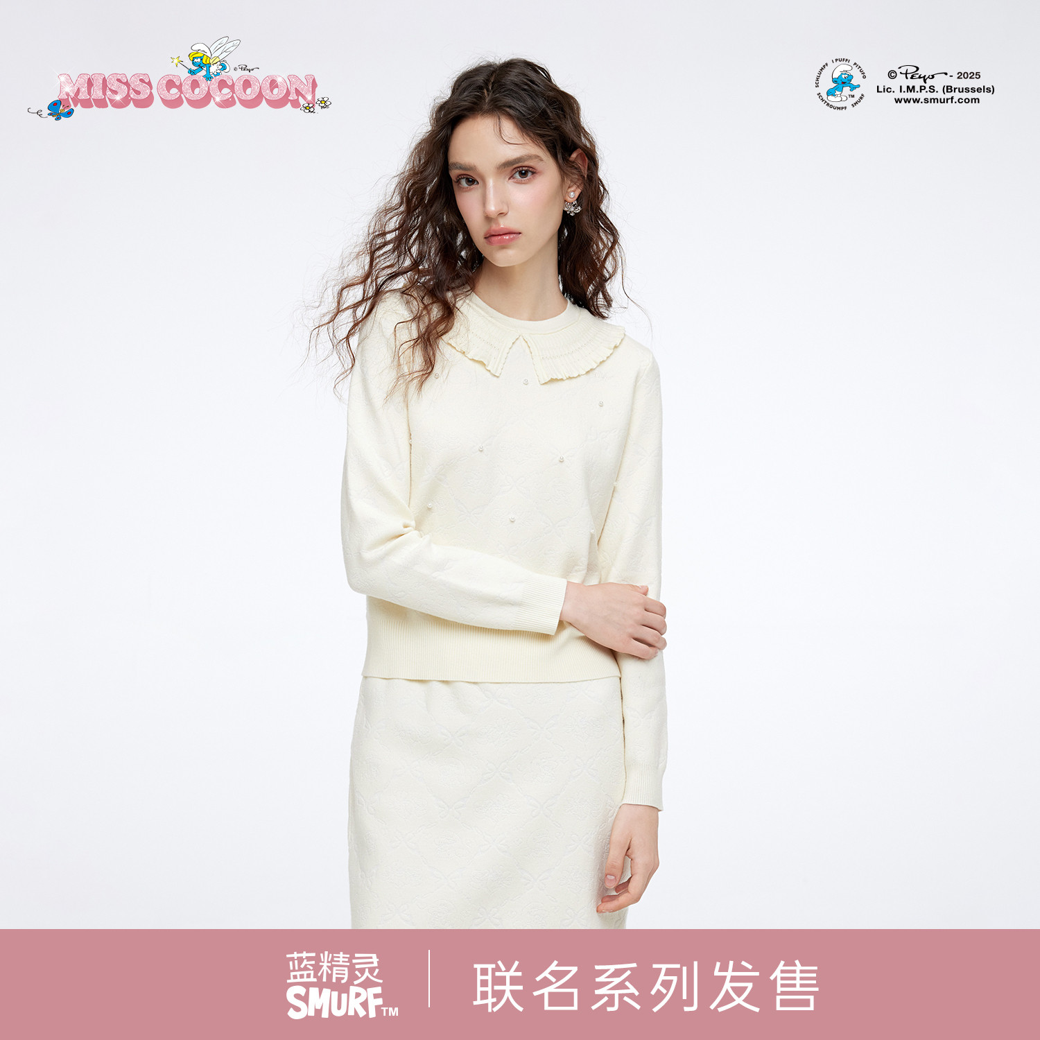 MISSCOCOON可可尼蓝精灵联名毛衫女2025冬季新款甜美娃娃领针织衫,女装/女士精品,毛针织衫,淘宝优惠券,粉丝福利购,淘宝优惠卷