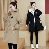 棉服羊羔绒外套加厚连帽开衫 冬季 棉衣200斤宽松派克服 孕妇装 大码