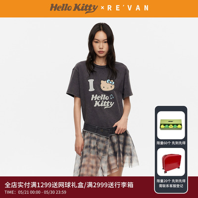 REVAN芮范黑皮HelloKitty松弛感数码印花腰封连衣裙RK31101023