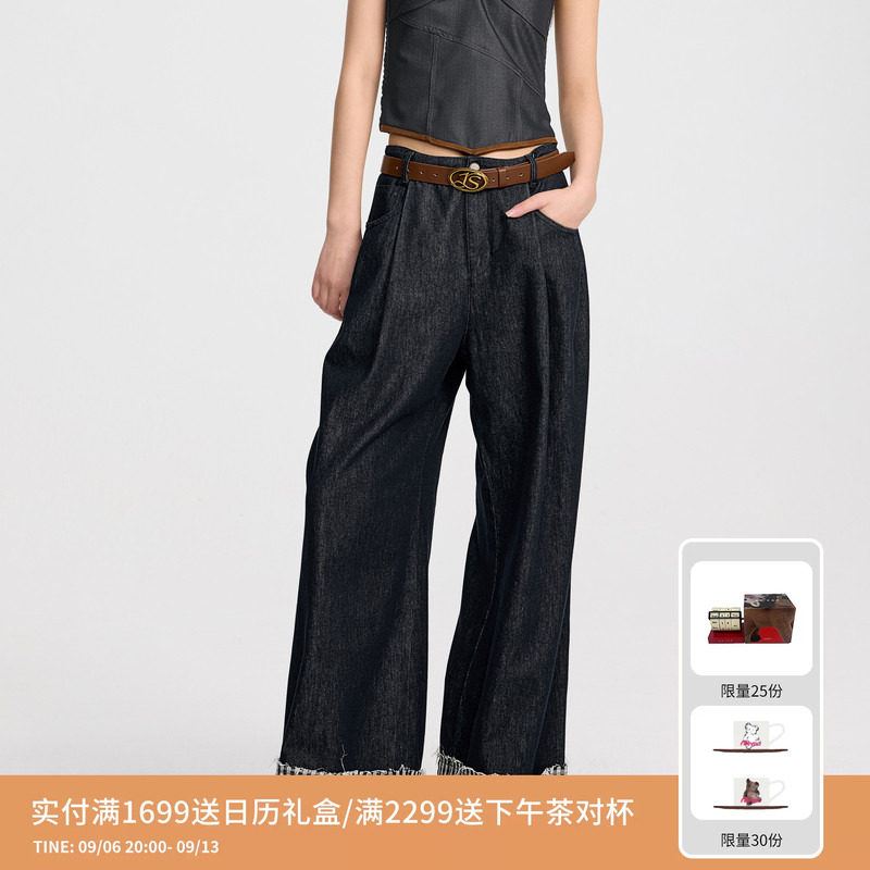 REVAN芮范设计师款经典格纹脚口牛仔裤RL31302114图片