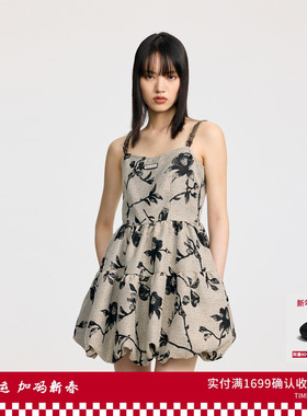 REVAN芮范设计师款质感撞色花苞连衣裙RL31101146