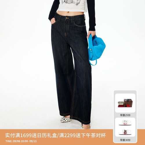 REVAN芮范设计师款复古风微弯刀牛仔裤RL91302291