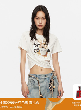 REVAN芮范设计师款可爱兔子图案白色T恤RL31001089