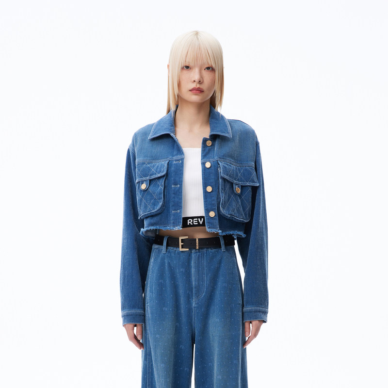 REVAN芮范设计师款复古感菱格纹牛仔外套RN70109210,女装/女士精品,短外套,淘宝优惠券,粉丝福利购,淘宝优惠卷