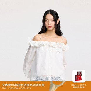 REVAN芮范设计师款 RL30901077 花瓣状一字肩吊带衬衫