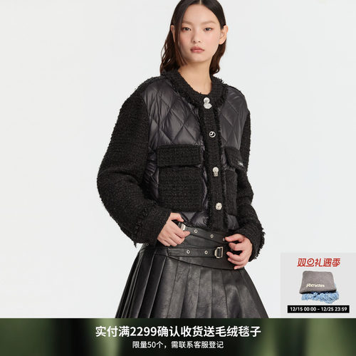 REVAN芮范设计师款经典小香风黑色羽绒服RM90501255