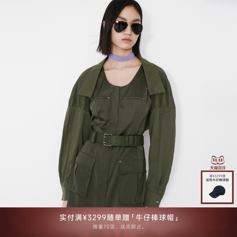 REVAN芮范2024秋季新品设计师款工装感真两件连衣裙RM71101143