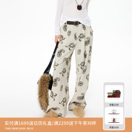 REVAN芮范设计师款波嬉风腰果印花休闲裤RL91301195