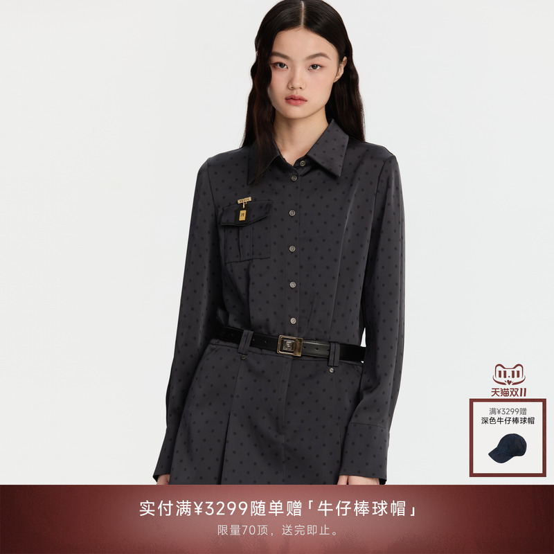 REVAN芮范新品设计师款酷感波点印花连衣裙RM91101272