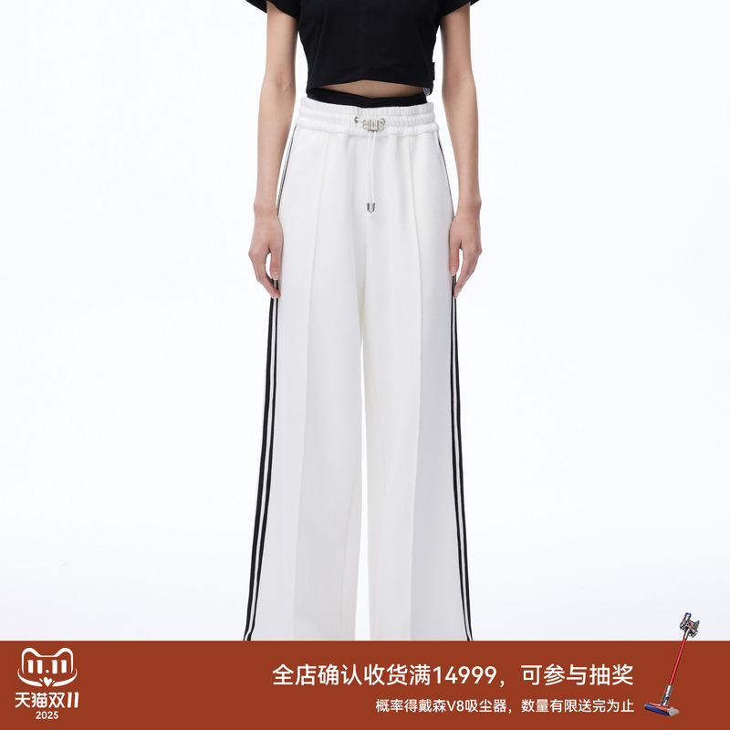 REVAN芮范2023秋季新品设计师款高级感肌理运动阔腿裤RN71301058