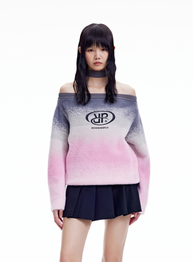 REVAN芮范设计师款甜酷风渐变色挂脖毛衣RN70601134