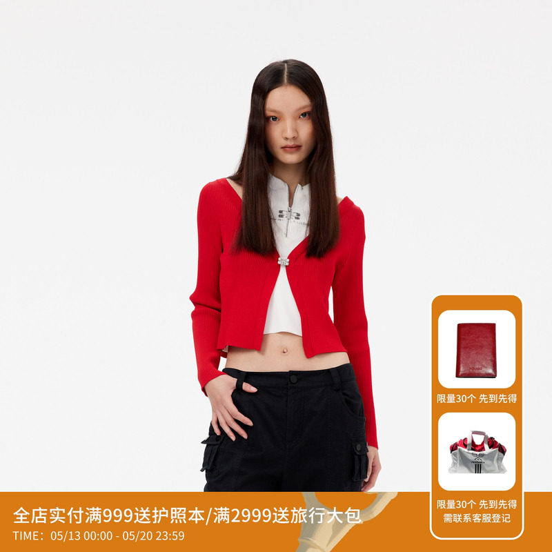 REVAN芮范设计师款甜酷假两件红白毛衫RM10601175图片
