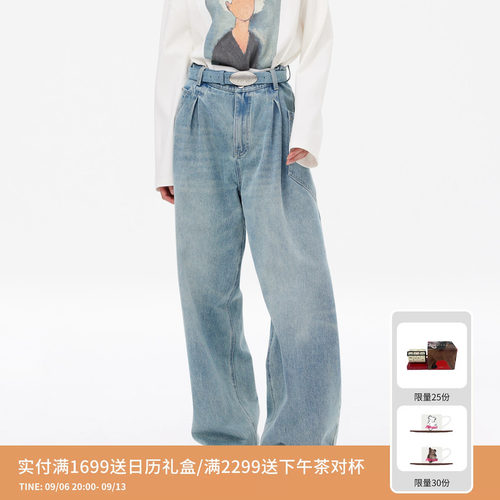 REVAN芮范设计师款复古休闲风牛仔长裤RM11302092