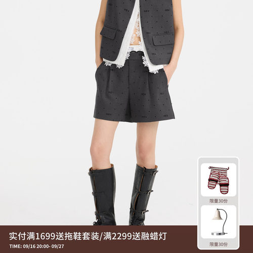 REVAN芮范设计师款质感蕾丝腰头波点马裤RL11303084