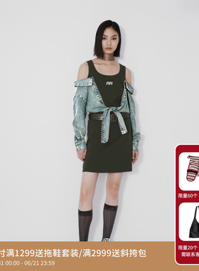 REVAN芮范设计师款真两件牛仔针织连衣裙RM71103126