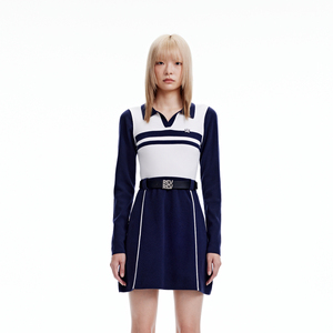 REVAN芮范设计师款复古运动风毛织连衣裙RN91103141