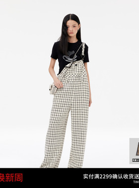 REVAN芮范设计师款小香风粗花呢背带裤RM11310118